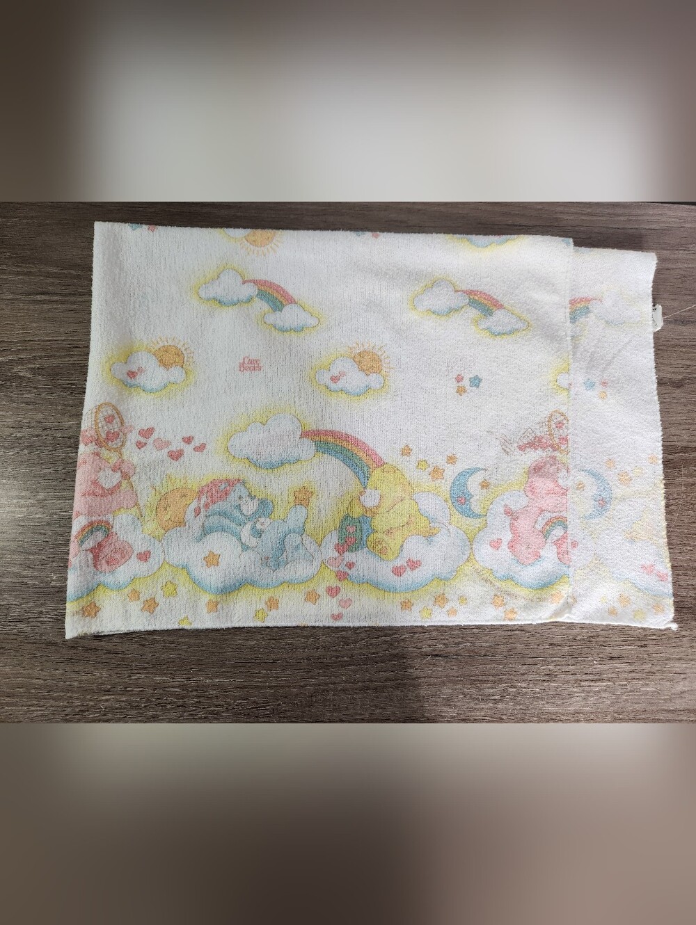 Vintage 1980's Care Bears Baby Receiving Blanket